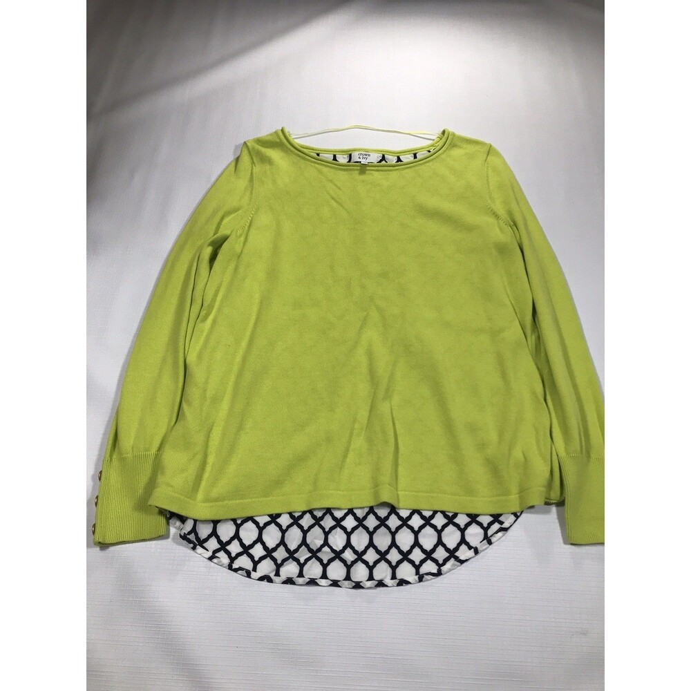 Crown & Ivy Blouse Woman's Small Green Long Sleeve Zipper Back